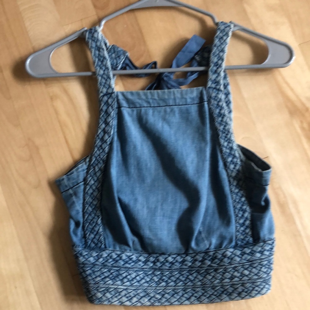 Anthropologie Chambray Braided Crop